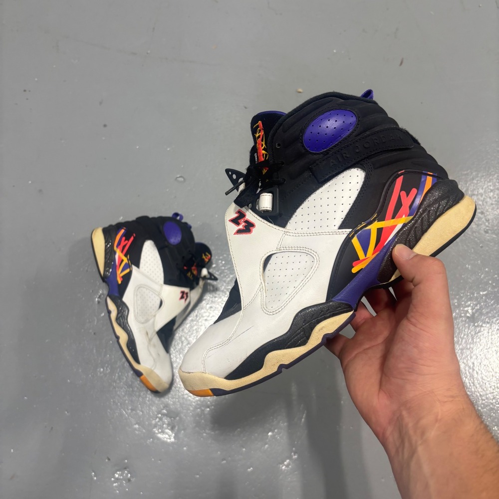 Nike Air Jordan 8 Retro Three-Peat White Black Purple 305381-142 Mens 9